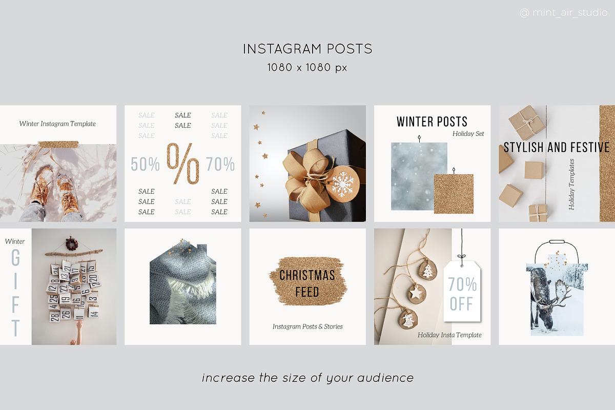 Instagram Post & Stories. CHRISTMAS, a Social Media Template by Mint Air Studio (Photo 4 of 9)