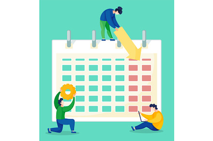 People Near Calendar Try Arrange, a Person Illustration by TopVector