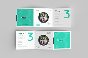 Square Brochur Mockups - Three Fold