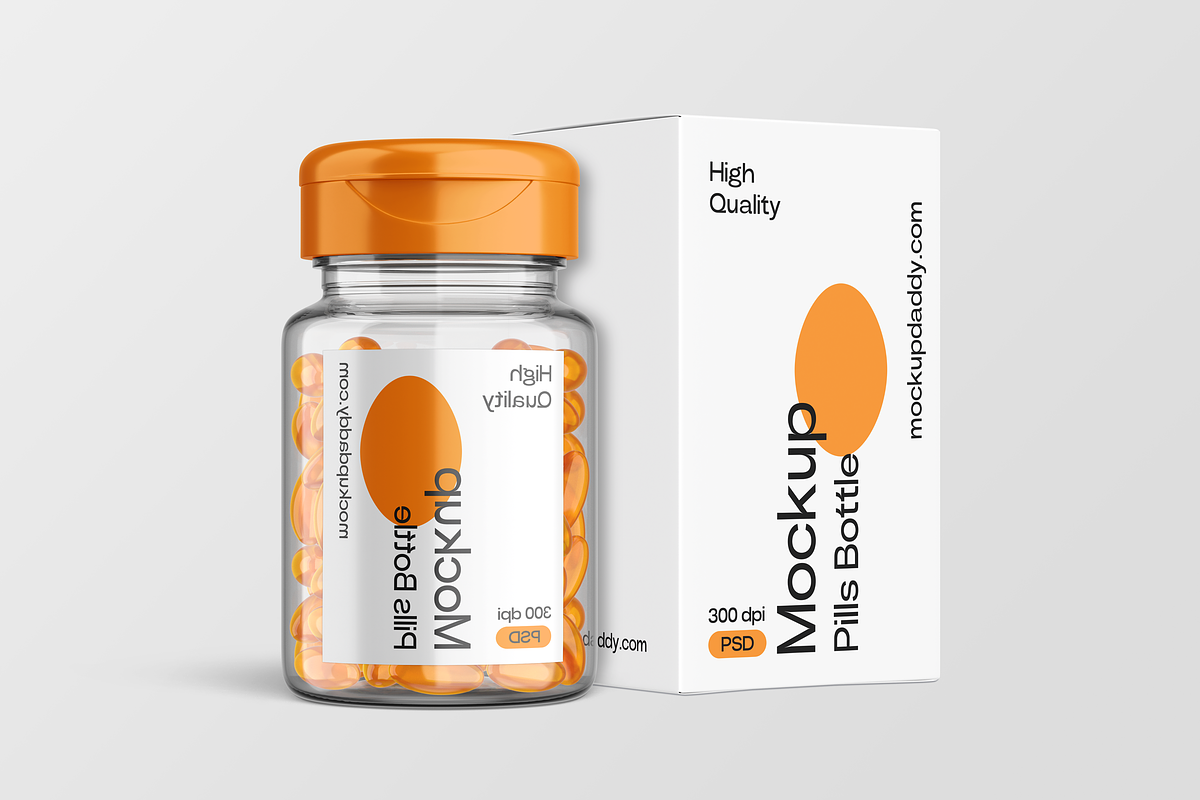 Mini Pill Bottle Mockup with Cap, a Cups & Container Mockup by Mockupdaddy (Photo 18 of 27)