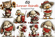 Whimsical Summer Animals Clipart, an Illustration by Craft Nest (Thumbnail 1 of 11)