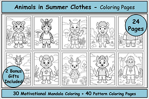 Animal-Themed Summer Coloring Pages