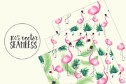 Seamless tropical flamingo patterns, a Pattern Graphic by KatjaPotokar (Thumbnail 4 of 4)