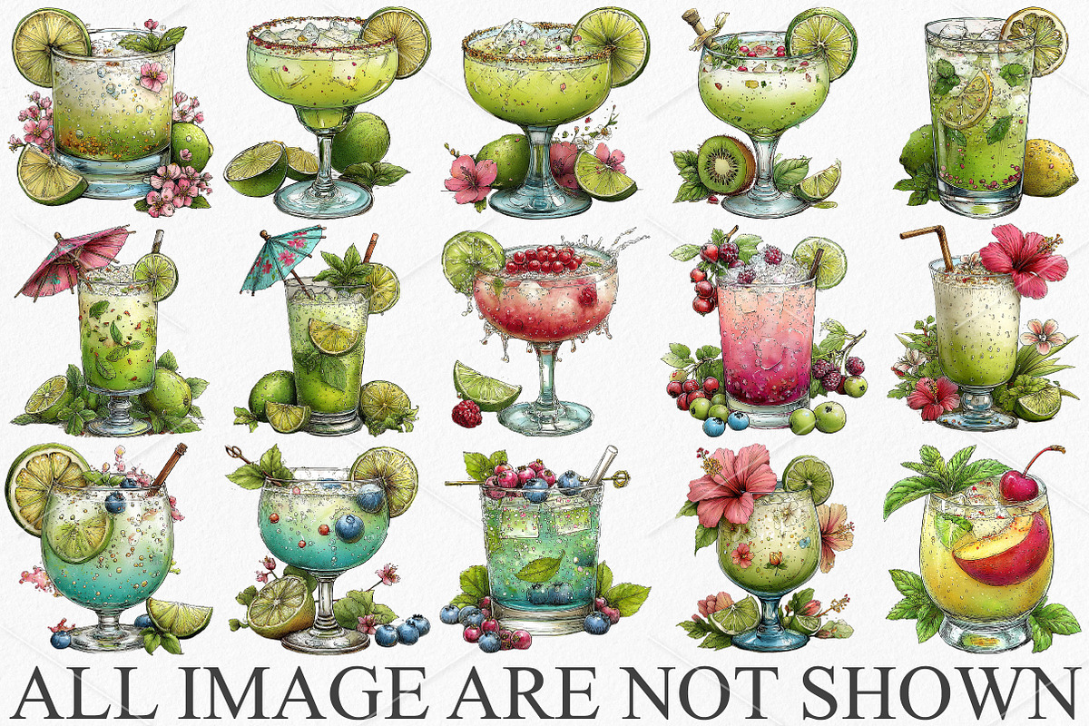 Whimsical Summer Cocktail Clipart, a Seasonal Illustration by Canvas Craft (Photo 4 of 7)