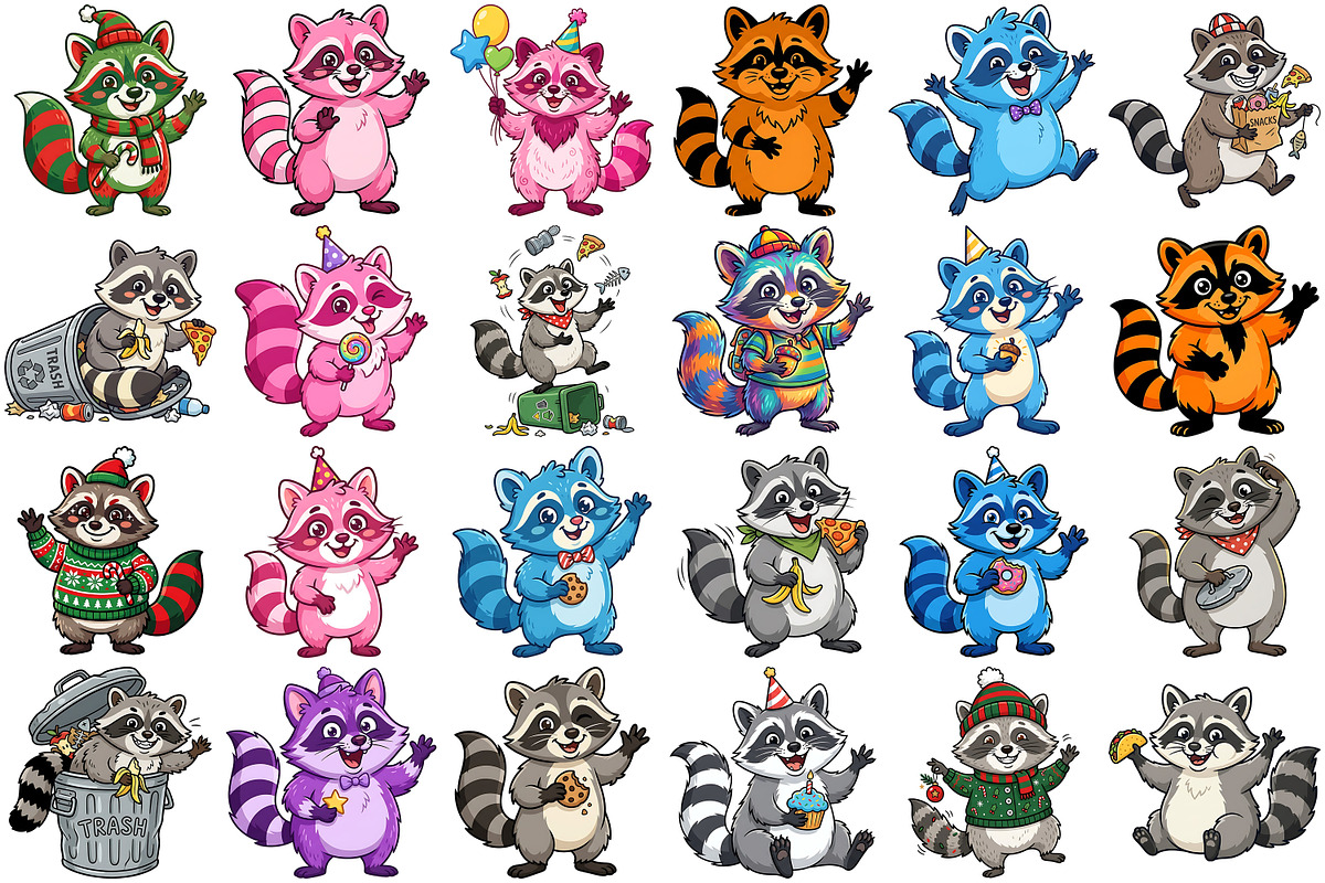 Funny Raccoon Clipart, an Animal Illustration by Forhadx5 (Photo 3 of 8)