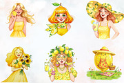 Summer Lemon Woman Clipart, an Illustration by RobertsArt (Thumbnail 3 of 7)