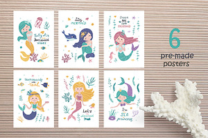 Mermaid Clipart & Pattern