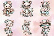 Whimsical Summer Cat Clipart, an Animal Illustration by SVGArt (Thumbnail 3 of 9)