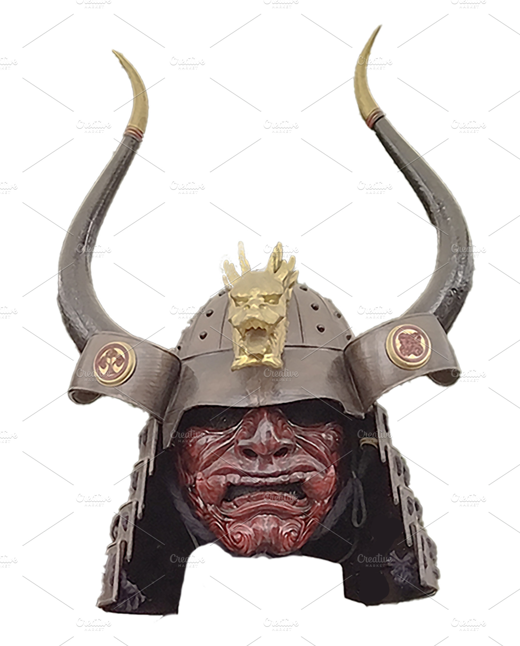 Japanese samurai mask isolated photo, an Arts & Entertainment Photo by DanFLCreativo