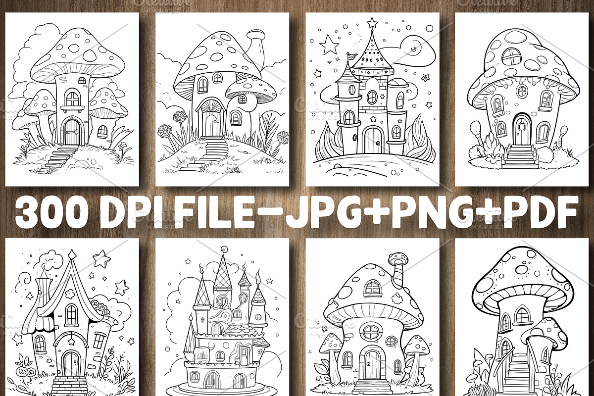 Magical Fairy House Coloring Pages, a Decorative Illustration by Design Station (Photo 4 of 5)