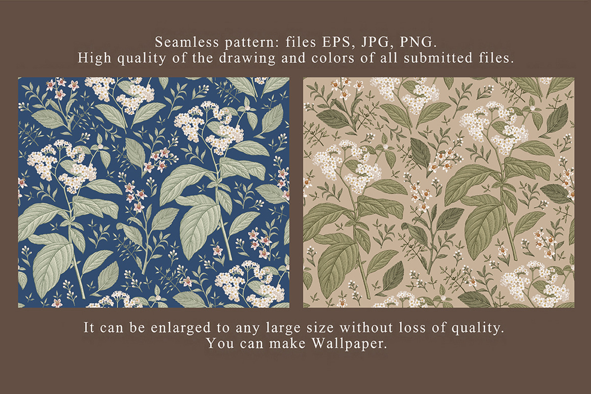Seamless Flowers heliotrope pattern, a Pattern Graphic by Vintage (Photo 3 of 16)