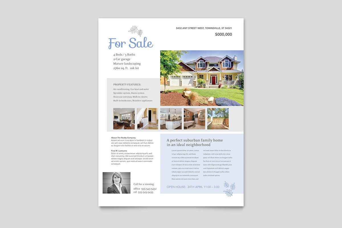 House for Sale Flyer Template, a Flyer Template by StockLayouts (Photo 2 of 2)