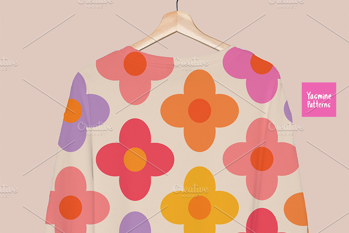Groovy Flowers 10 Seamless Patterns, a Pattern Graphic by Yasmine Patterns (Photo 7 of 9)