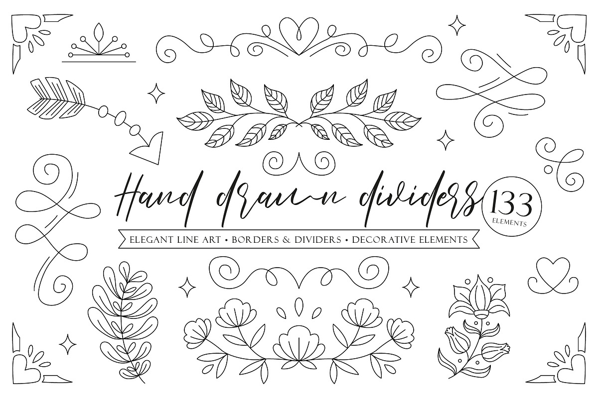 Hand drawn elegant dividers, an Object Graphic by Tiger and Flower (Photo 1 of 16)
