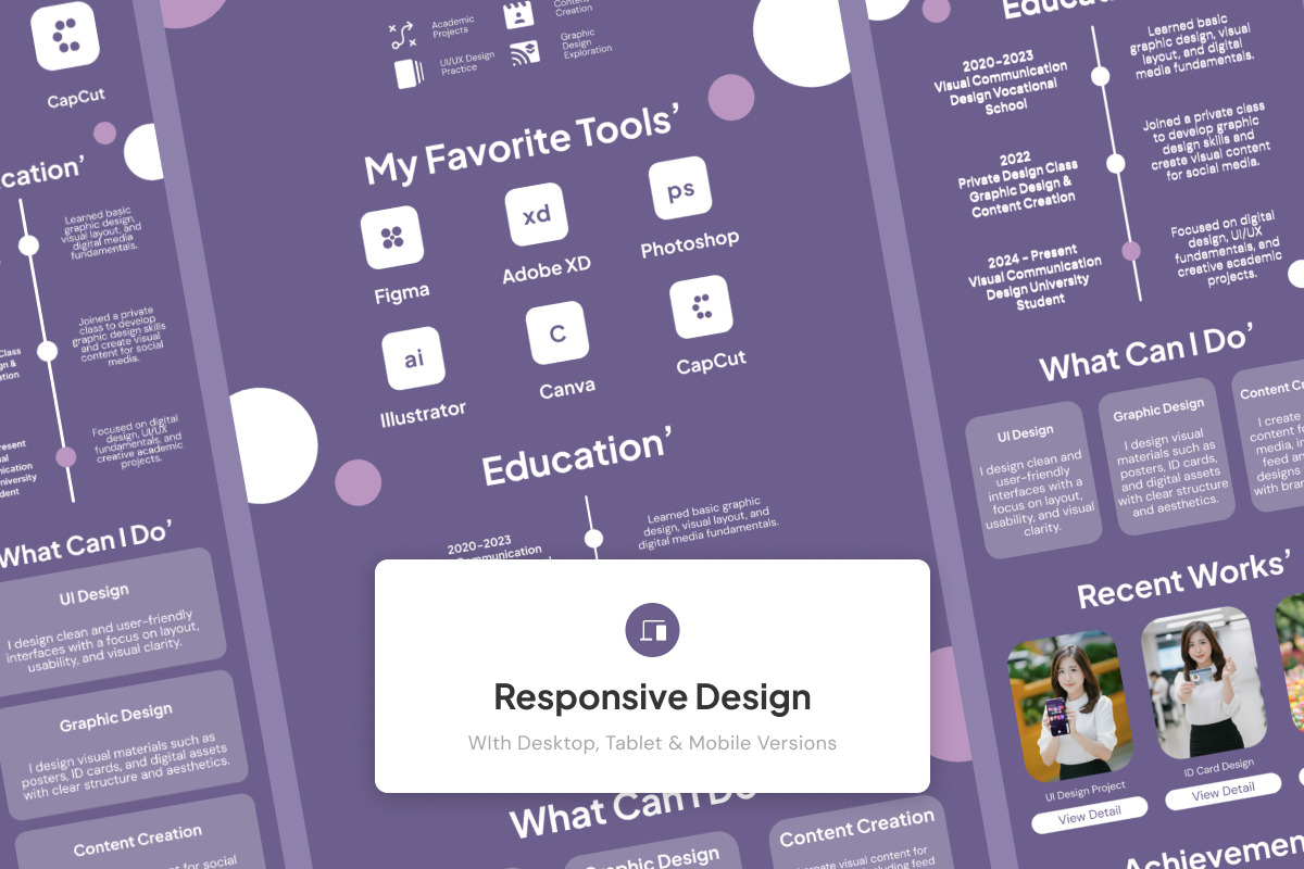 Jesica – Student Portfolio Landing, a Landing Page Template by trabaskriya (Photo 4 of 5)