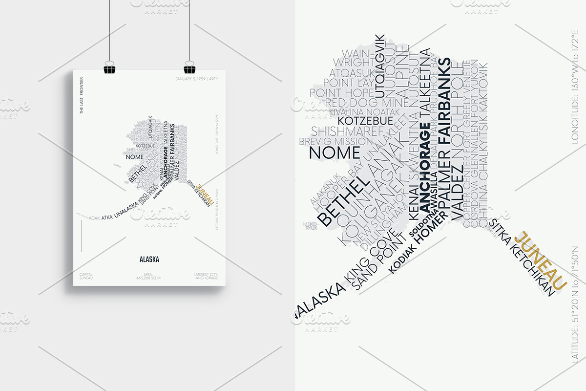 U.S. State Maps Font composition s2, an Illustration by MaximGertsen