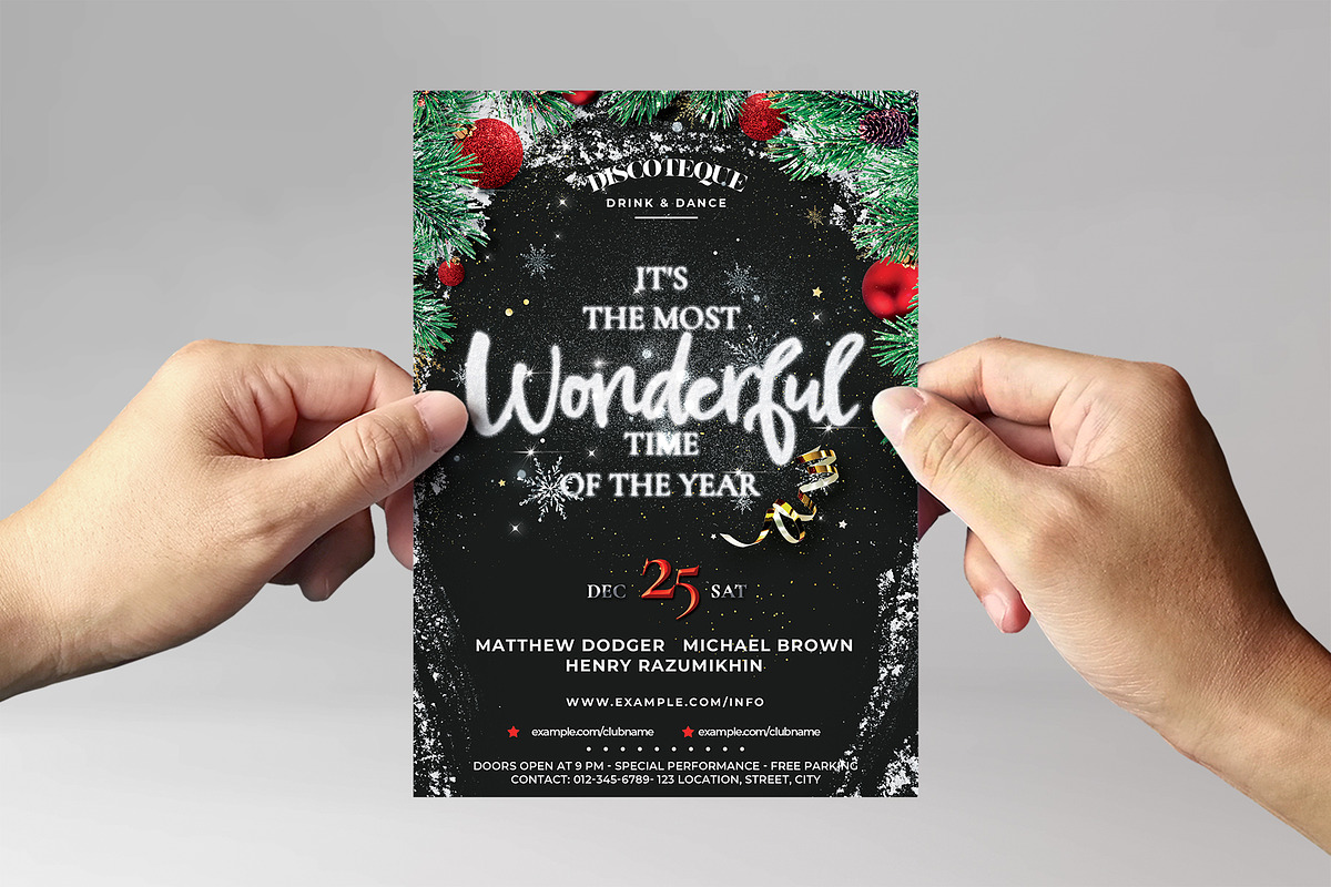 Festive Christmas Flyer Template, a Flyer Template by BrandPacks (Photo 2 of 5)
