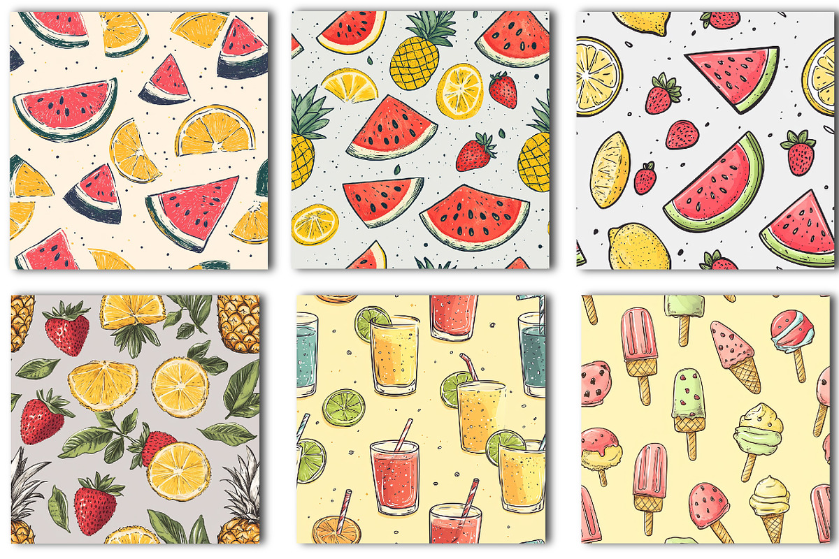 Hand Drawn Summer Seamless Pattern, an Illustration by OK Design (Photo 3 of 3)
