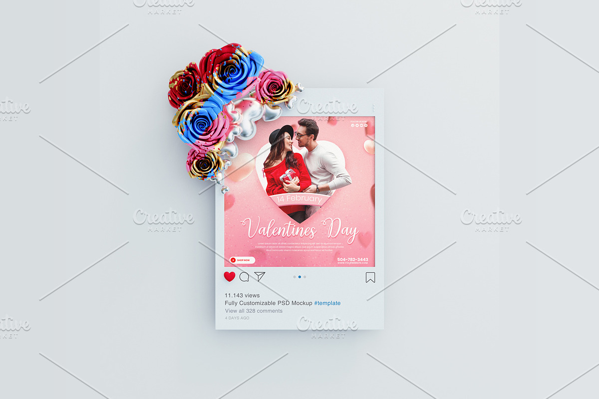 Valentine's Day Instagram Template, a Social Media Template by ExpertDesigner411 (Photo 1 of 3)