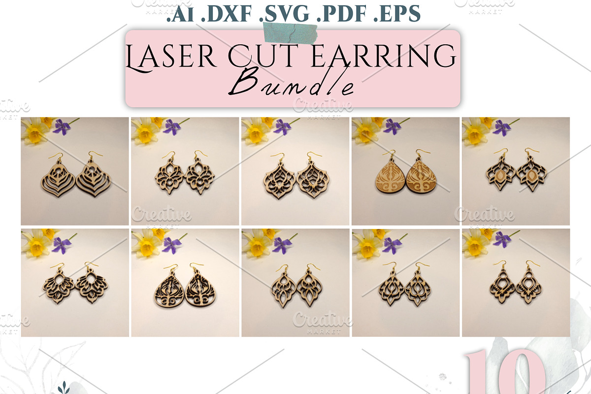 75 Lasercut EARRING FILE SVG BUNDLE, an Object Graphic by Pixelkrafter (Photo 3 of 9)