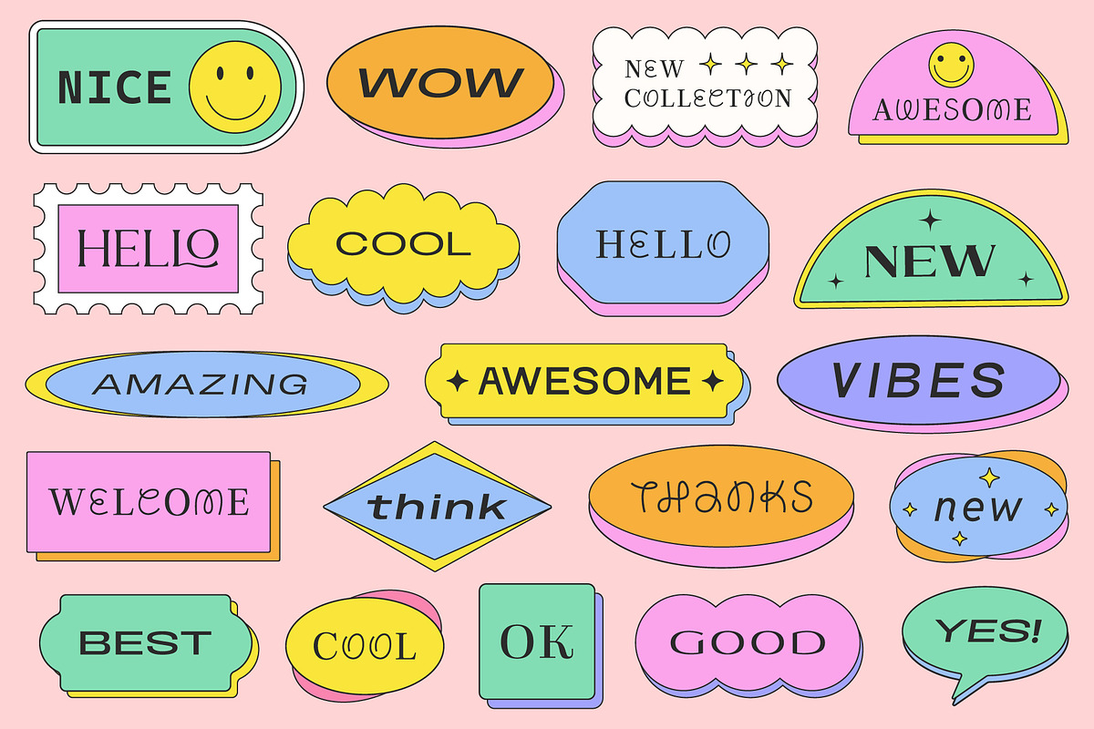 CARTOON STICKERS SET Y2K DESIGN, a Pattern Graphic by craftlove (Photo 6 of 10)