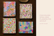 Four planner covers PSD mockup, a Merchandise Mockup by jenartstudio (Thumbnail 1 of 3)