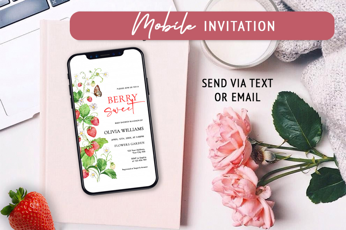 Berry Sweet Baby Shower Invitation, an Invitation Template by SvetaArtStore (Photo 7 of 9)