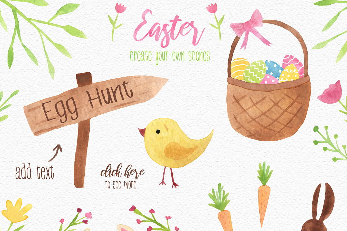 Happy Easter Watercolor Set, an Illustration by LeMagiqueBoutique (Photo 4 of 6)