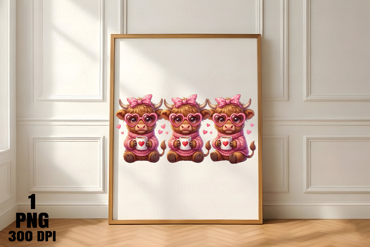 Valentine’s Day Highland Cow Coffee, an Illustration by Daily.Designs (Photo 4 of 5)