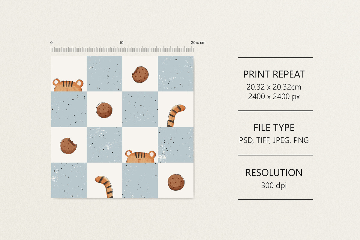 Tiger and cookies, a Pattern Graphic by Olena Kuznietsova (Photo 6 of 8)