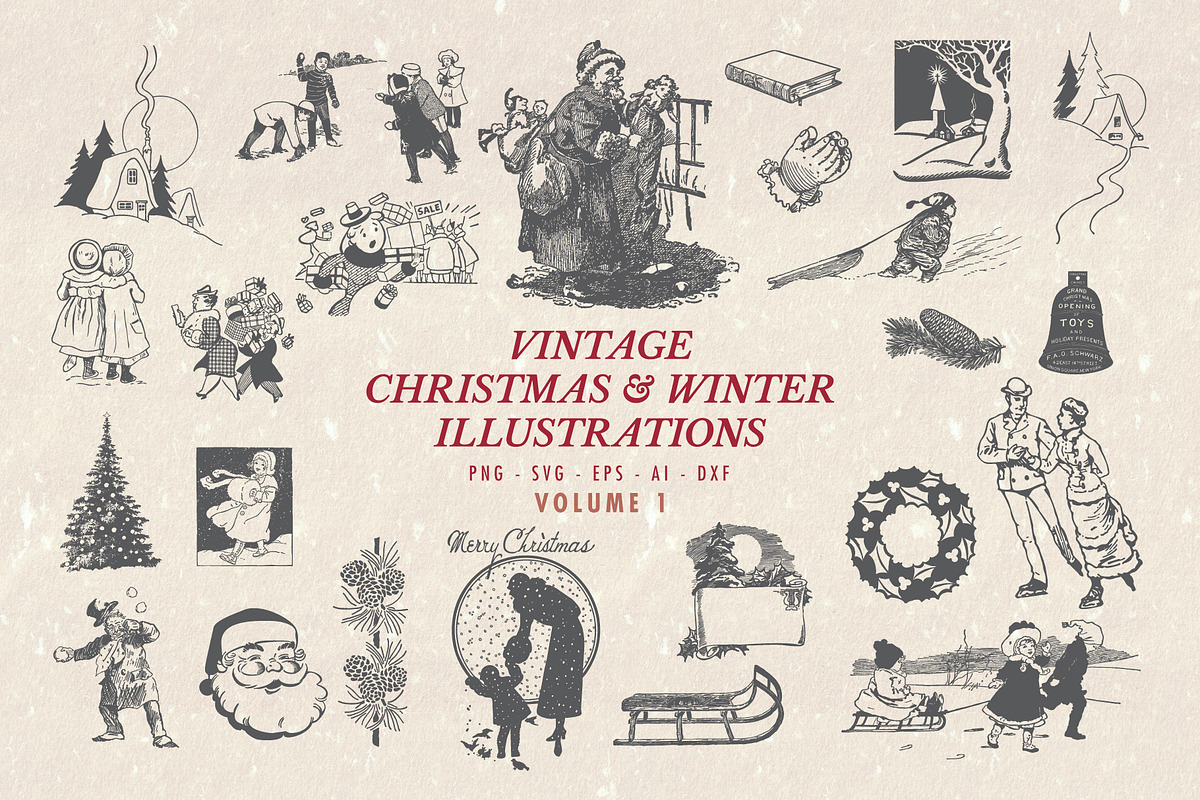 Vintage Christmas Illustrations Vol1, a Seasonal Illustration by Seaquint (Photo 1 of 6)