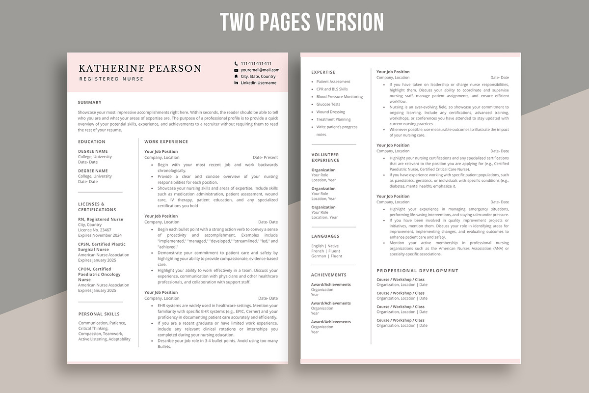 Nurse Resume Template for word, a Resume Template by aivos (Photo 4 of 6)
