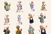 FUNNY OLD LADIES WITH DRINK CLIPART, a Person Illustration by Daring Digies (Thumbnail 3 of 10)