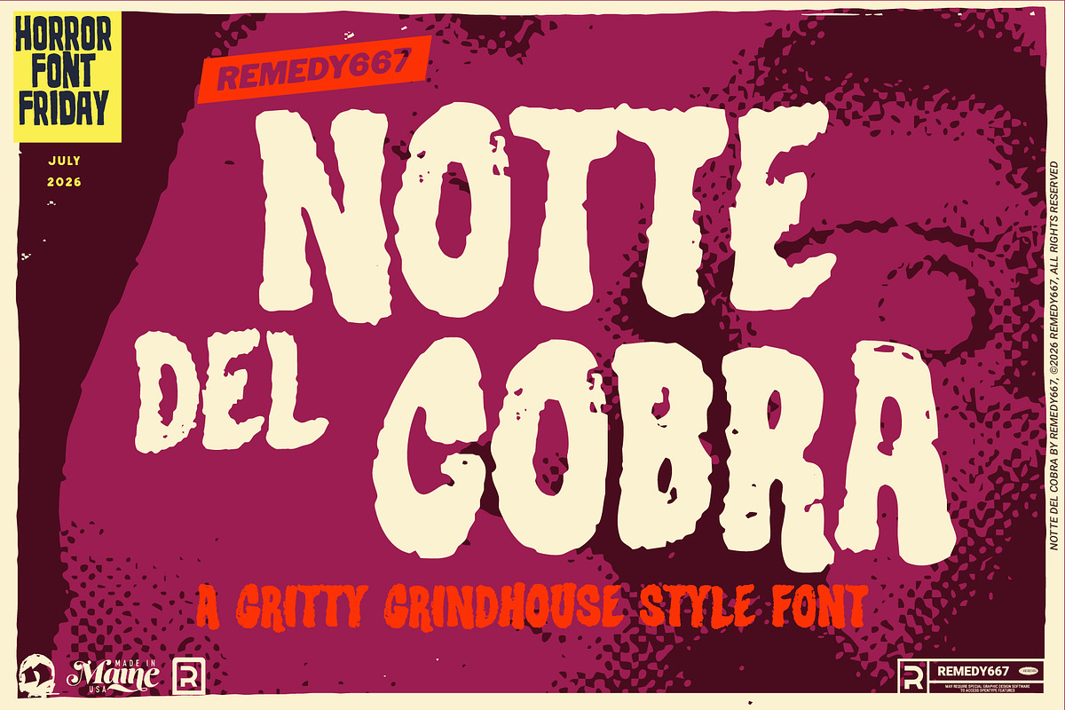 Notte del Cobra - Grindhouse Font, a Sans Serif Font by Remedy667 (Photo 1 of 9)