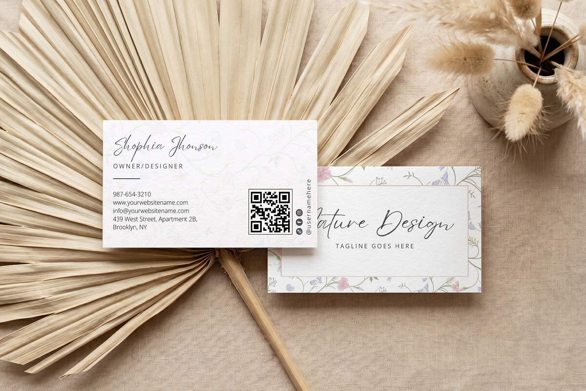 Floral Business Card Canva Template, a Business Card Template by Arslan (Photo 1 of 6)