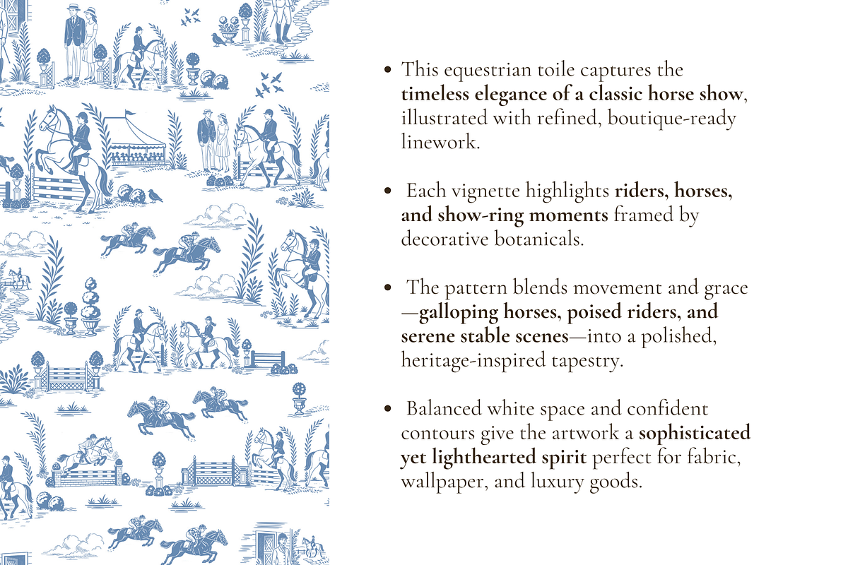 Equestrian Illustrated Print, a Pattern Graphic by Hughes Studio (Photo 3 of 8)