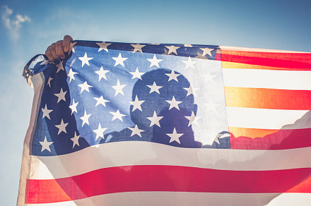 Man with american flag containing flag, american, and caucasian, a Person Photo by 135pixels