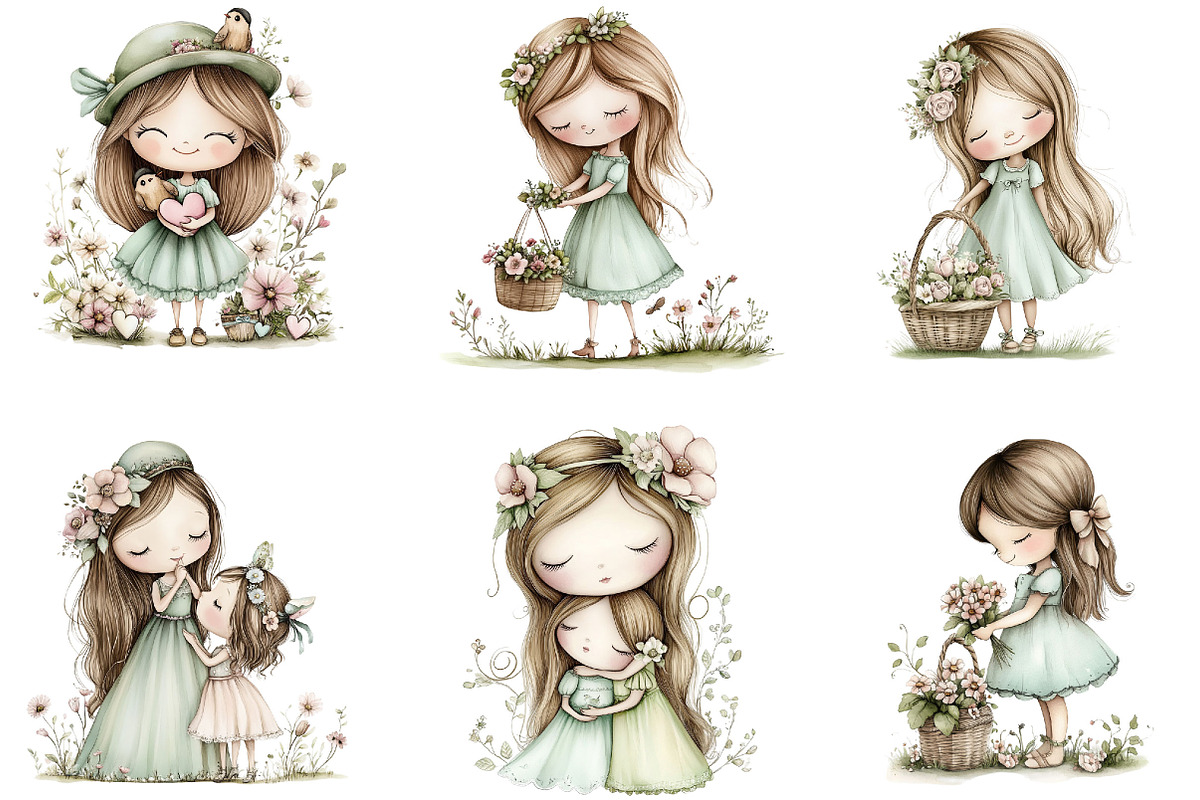 Mother's Day Girls Clipart, an Illustration by Designking (Photo 3 of 5)