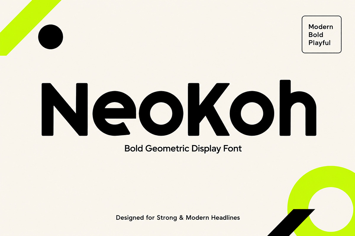 NeoKoh – Bold Geometric Display Font, a Serif Font by Wow Magic (Photo 1 of 5)