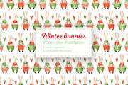 Winter bunnies patterns., a Decorative Illustration by Anna Kopylova (Thumbnail 1 of 4)
