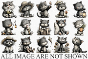 Whimsical Summer Gray Cat Clipart, an Illustration by Canvas Craft (Thumbnail 3 of 7)