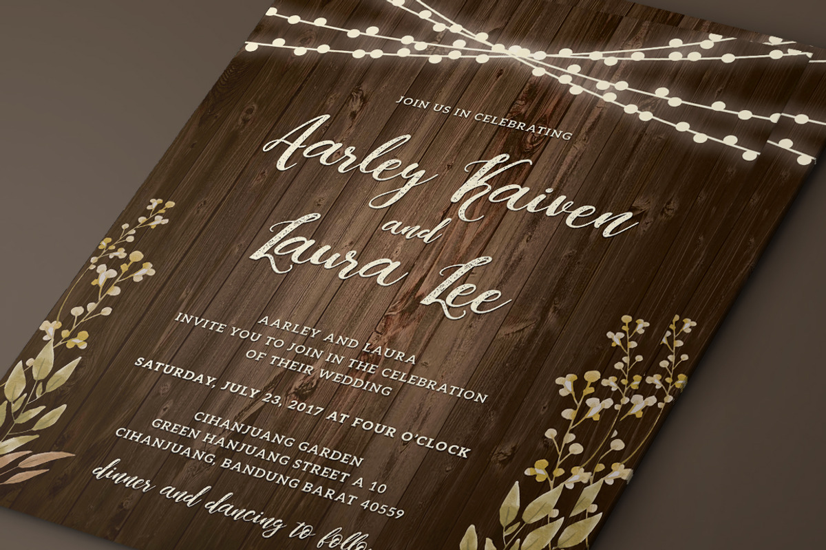 Rustic Wedding Invitation Set, a Card Template by Aarley Kaiven (Photo 5 of 5)