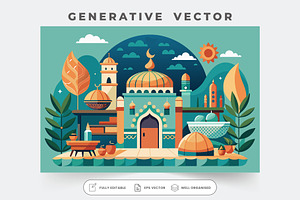 A vibrant hammam surrounded by trees, a Graphic by Iftikhar Alam