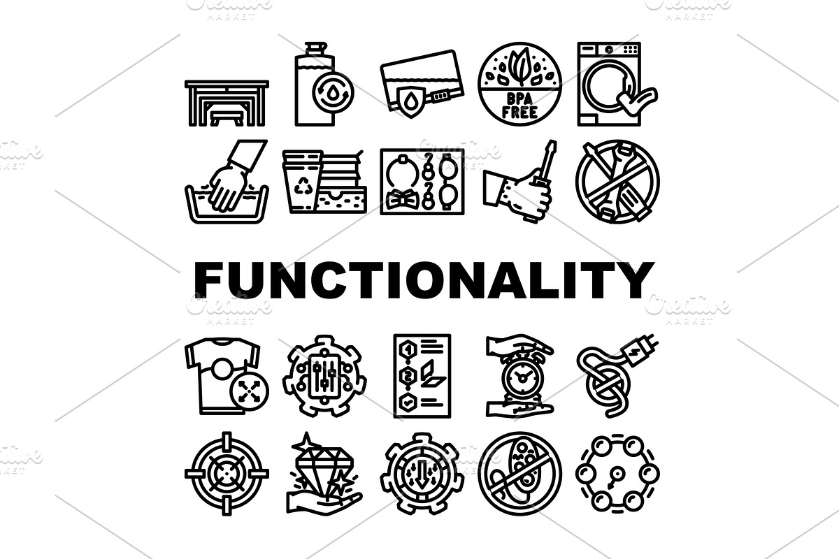 Product functionality features and, an Illustration by pikepicture