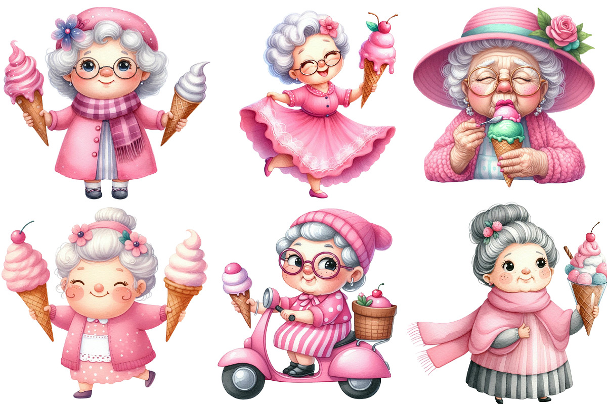 Quirky Grandma Love Ice Cream, an Illustration by Designworld (Photo 2 of 5)