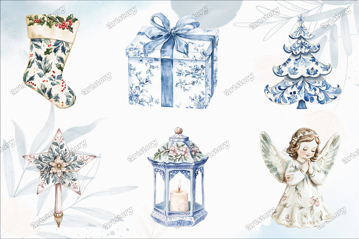 Chinoiserie Christmas Clipart, an Illustration by designcity5 (Photo 4 of 5)