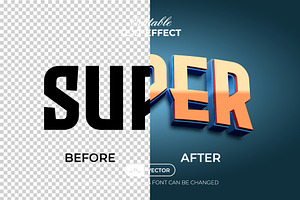 Editable Text Effect 3D Curved Style