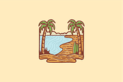 Tropical beach with palms and water, an Object Illustration by nomlimo.com (Thumbnail 1 of 2)