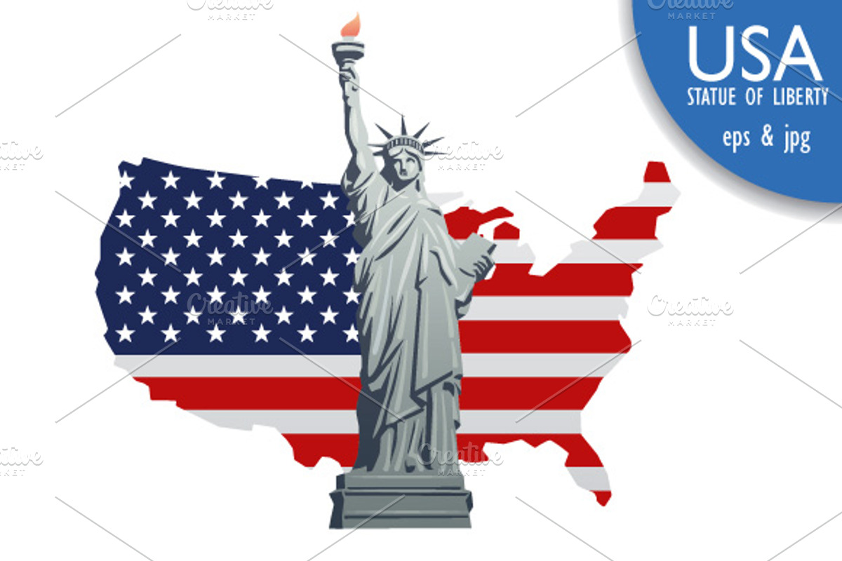 USA and Statue of Liberty, an Illustration by Oleg Tokarev Art