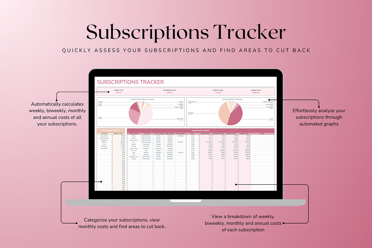 Subscriptions Tracker - Red, a Templates & Theme by The Creative Plans co (Photo 4 of 10)